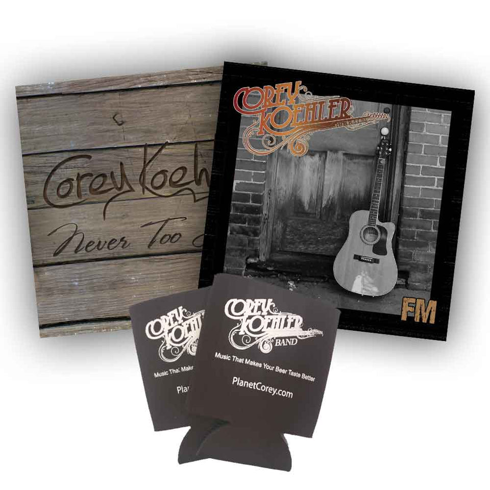 Bonus Bundle: "FM" and "Never Too Late" CD's + Coolies